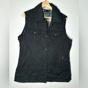 Woolrich Vest Women’s Flannel Lined Full Zip Pockets Black Size Large